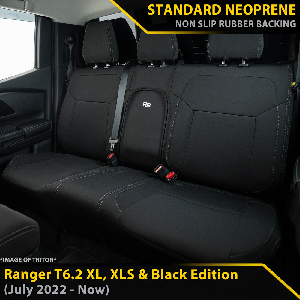 Ford Ranger T6.2 XL, XLS & Black Edition Neoprene Rear Row Seat Covers (In Stock)