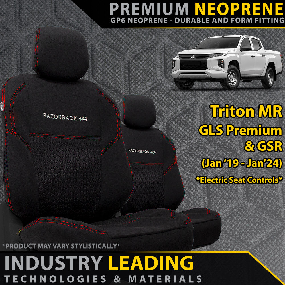 Mitsubishi Triton MR (Leather Seats) Premium Neoprene 2x Front Row Seat Covers