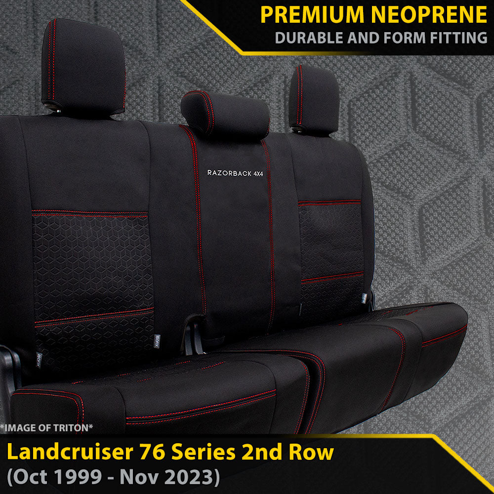 Razorback 4x4 GP6 Premium Neoprene Rear Row Seat Covers suitable for a Toyota Landcruiser 76 Series (Made to Order)