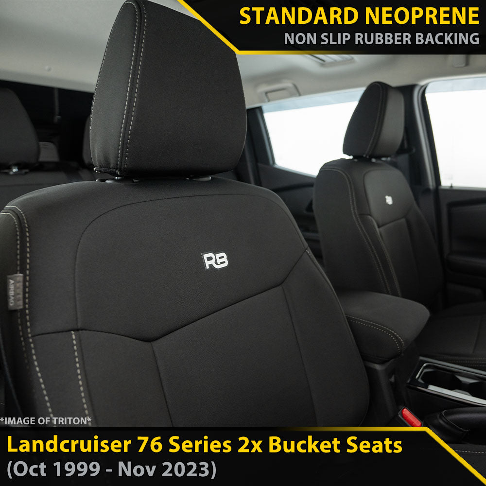 Razorback 4x4 GP4 Standard Neoprene 2x Front Seat Covers suitable for a Toyota Landcruiser 76 Series (In Stock)