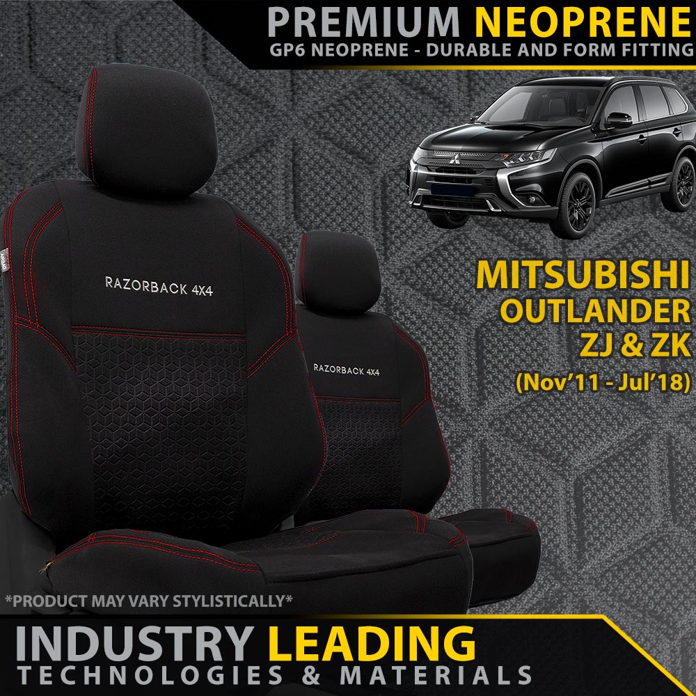 Mitsubishi Outlander ZJ & ZK Premium Neoprene 2x Front Row Seat Covers