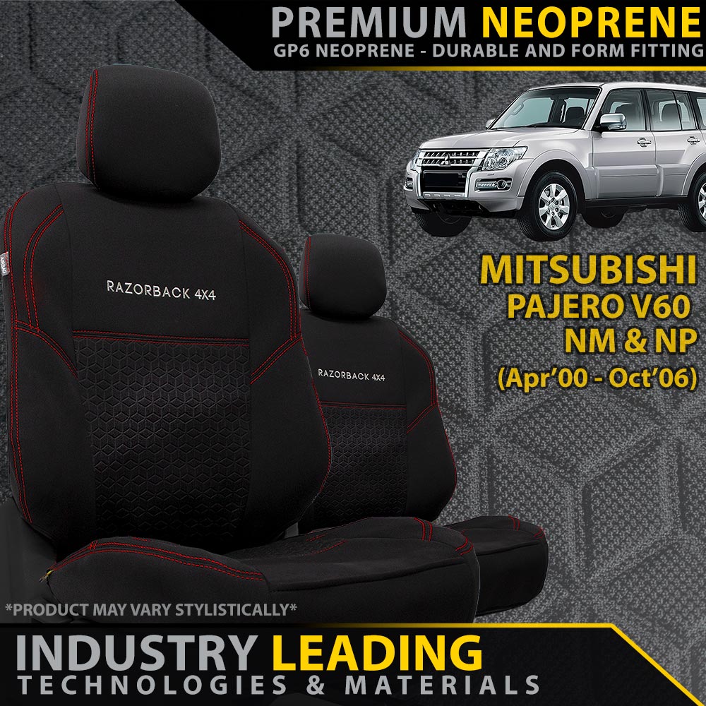 Mitsubishi Pajero V60 Premium Neoprene 2x Front Seat Covers