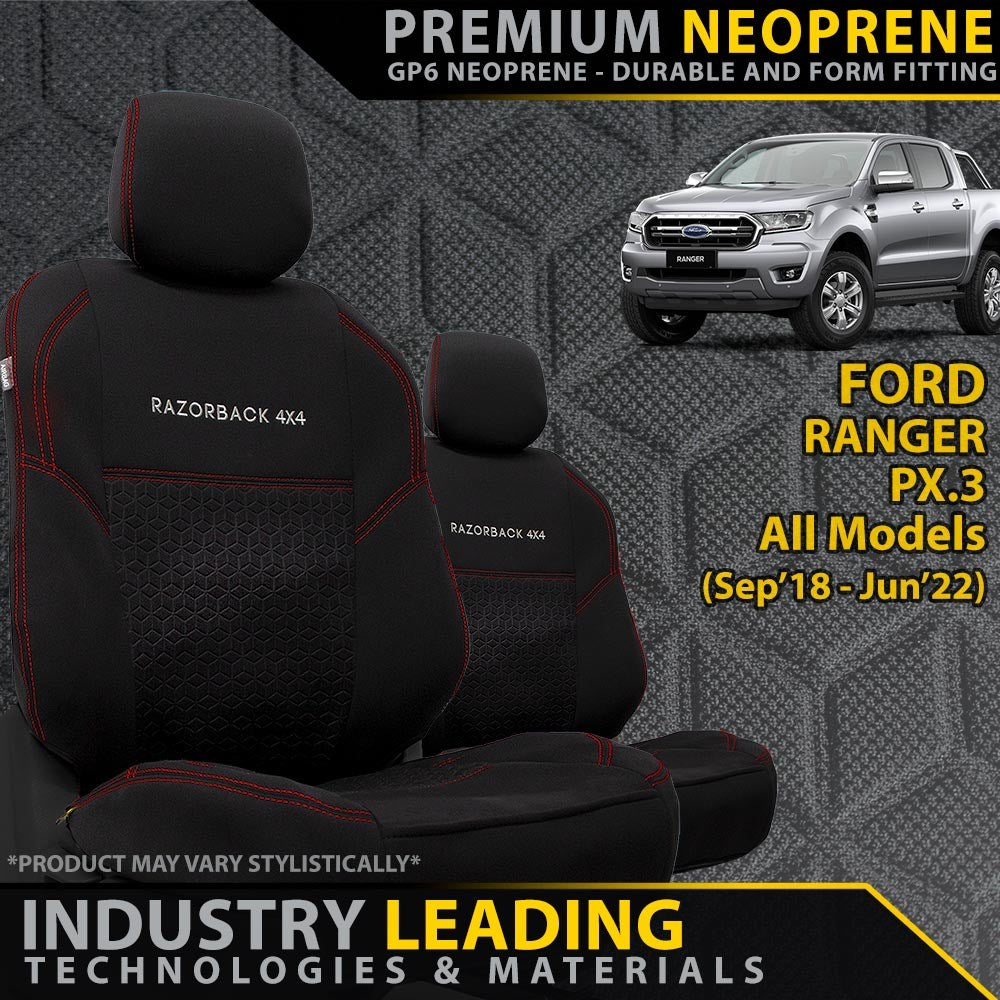 Ford Ranger PX III Premium Neoprene 2x Front Seat Covers