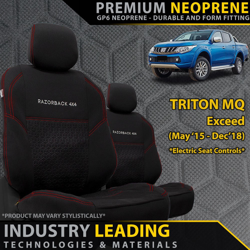 Mitsubishi Triton MQ Exceed Premium Neoprene 2x Front Row Seat Covers