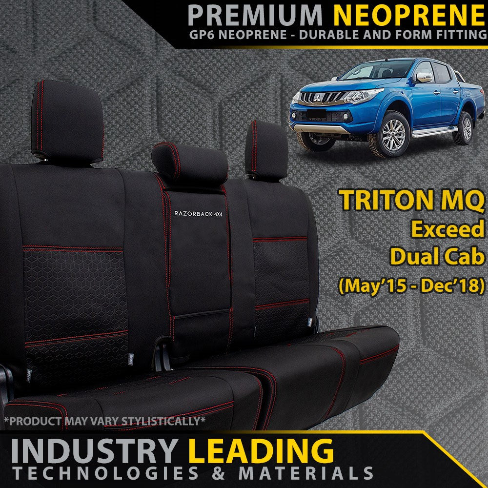 Mitsubishi Triton MQ (Leather Seats) Premium Neoprene Rear Row Seat Covers