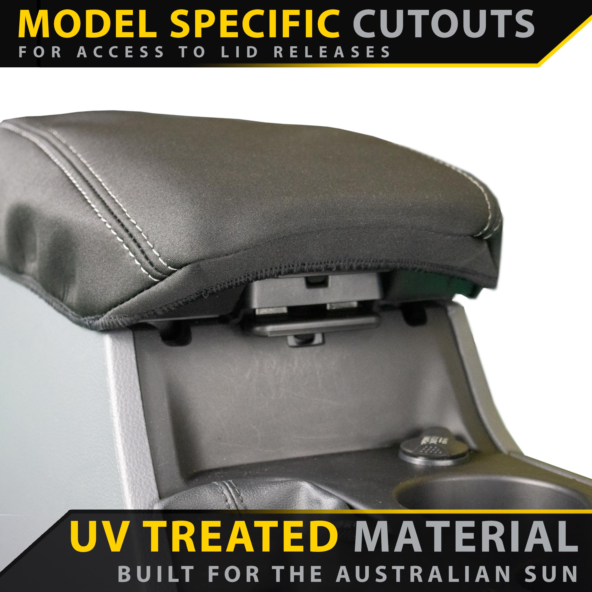 Razorback 4x4 GP4 Standard Neoprene Console Lid Cover suitable for a Toyota Prado 150