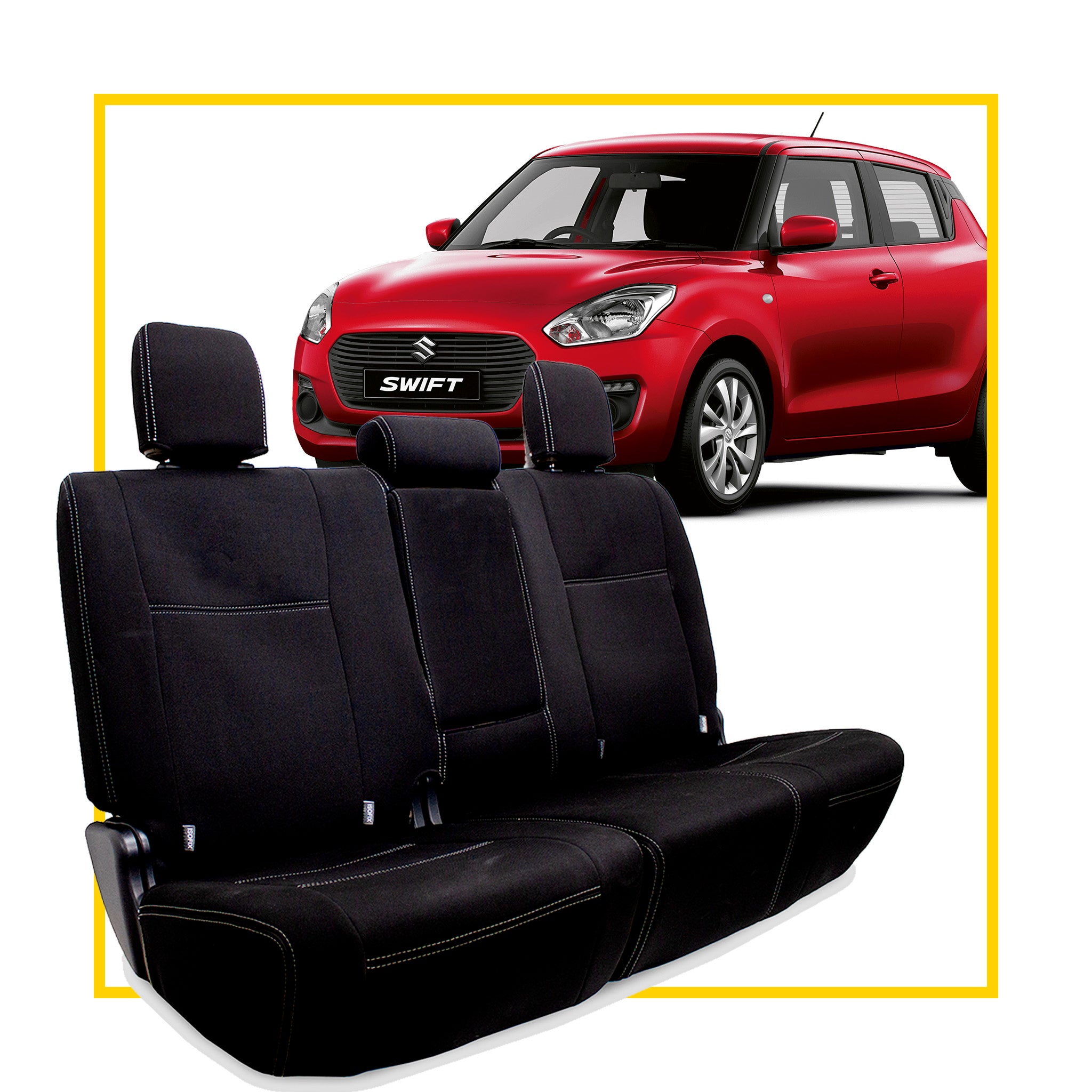 Suzuki Swift 3rd Gen (A2L) Neoprene Rear Row Seat Covers (In Stock)