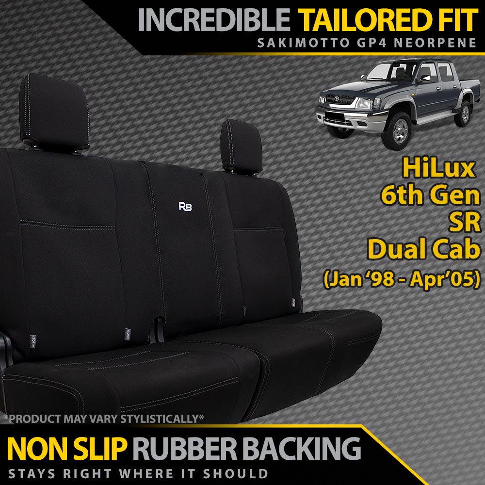 Toyota HiLux 6th Gen Neoprene 100% Rear Bench Seat Covers (In Stock)