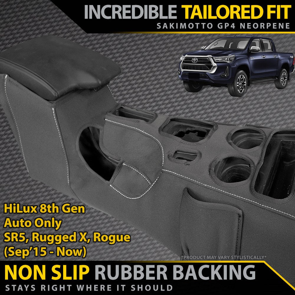 Toyota HiLux 8th Gen SR5, Rugged X & Rogue AUTO GP4 Neoprene Centre Console Organiser (Available)