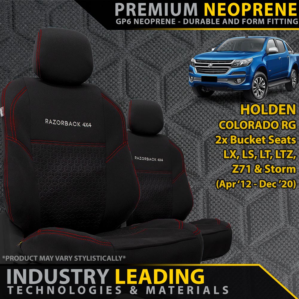 Holden Colorado RG Premium Neoprene 2x Front Seat Covers