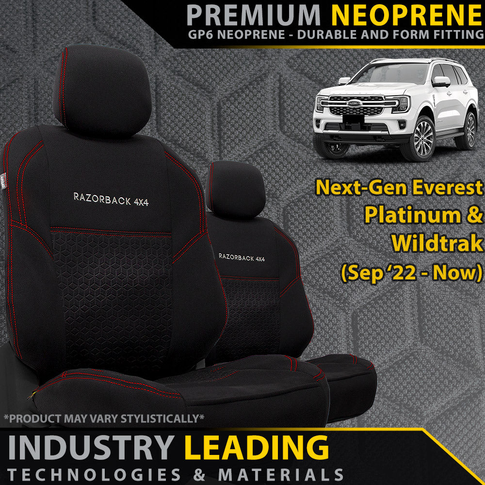 Ford Next-Gen Everest Platinum & Wildtrak Premium Neoprene 2x Front Row Seat Covers