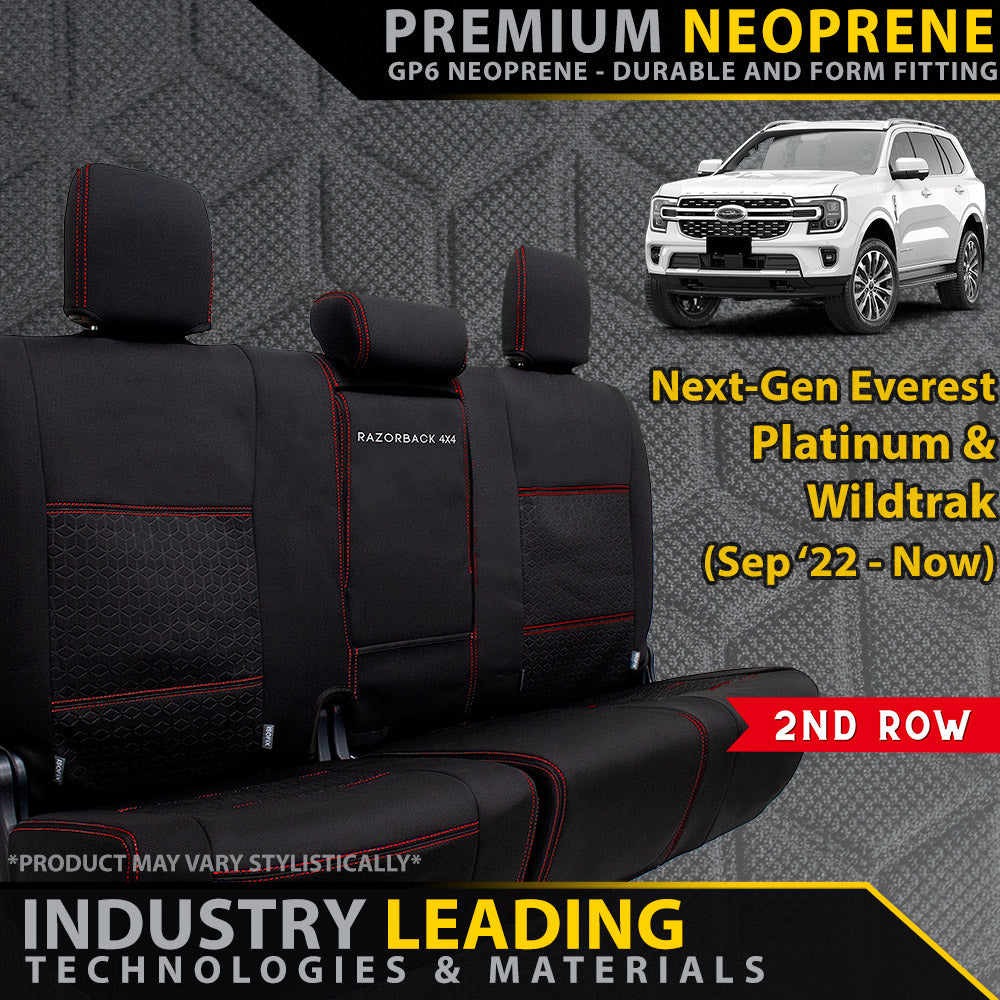 Ford Next-Gen Everest Platinum & Wildtrak Premium Neoprene Rear Row Seat Covers