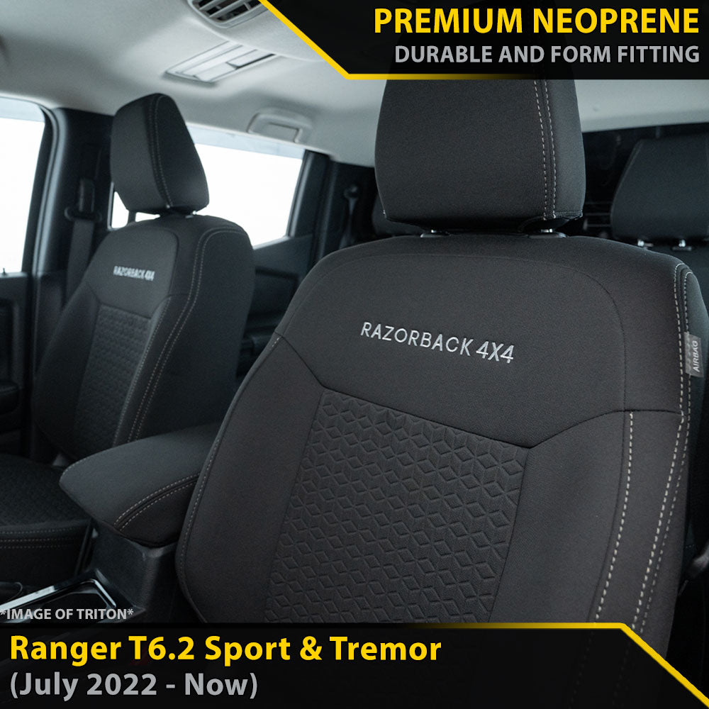 Ford Ranger T6.2 Sport & Tremor Premium Neoprene 2x Front Row Seat Covers