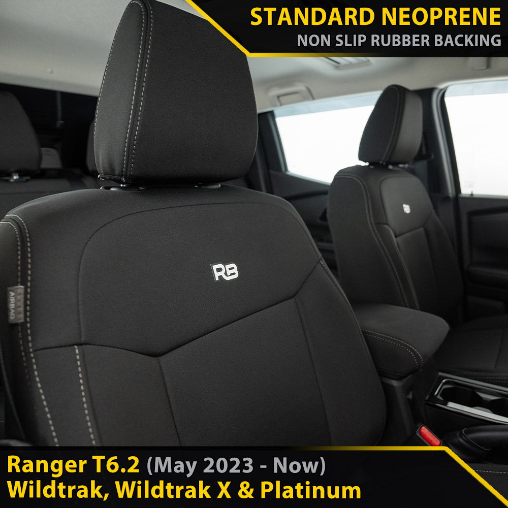 Ford Ranger T6.2 Wildtrak, Wildtrak X & Platinum Neoprene 2x Front Row Seat Covers (In Stock)