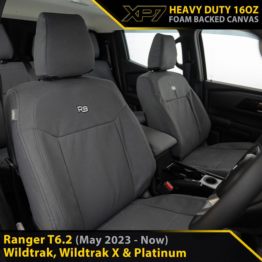 Ford Ranger T6.2 Wildtrak, Wildtrak X & Platinum Heavy Duty XP7 Canvas 2x Front Seat Covers (Made to Order)