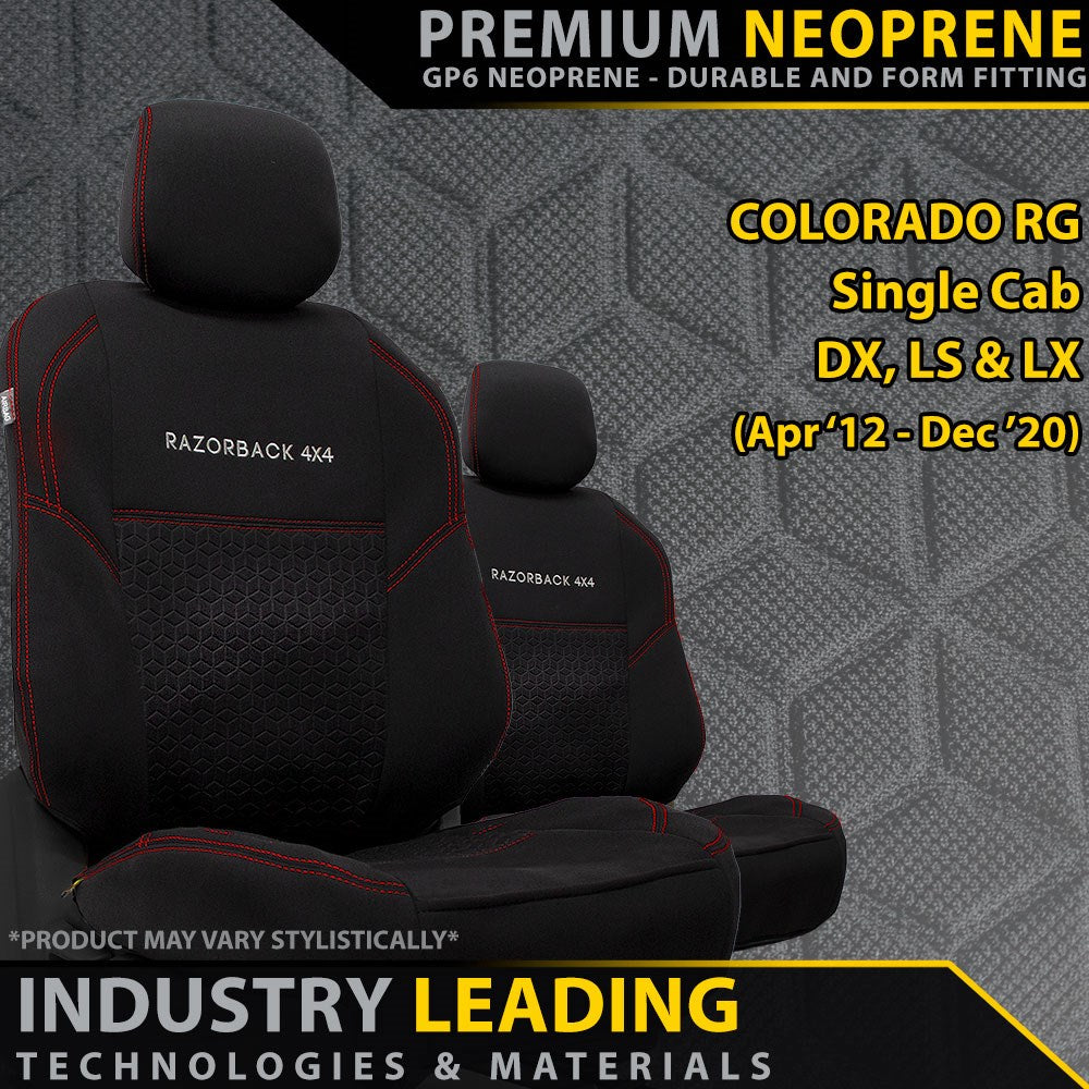 Holden Colorado RG Single Cab GP6 Premium Neoprene 2x Front Row Seat Covers
