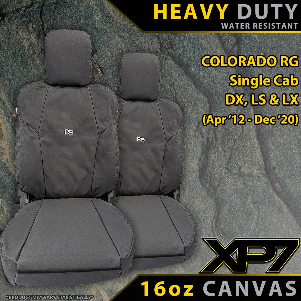 Holden Colorado RG Single Cab Heavy Duty XP7 Canvas 2x Front Seat Covers (Made to Order)