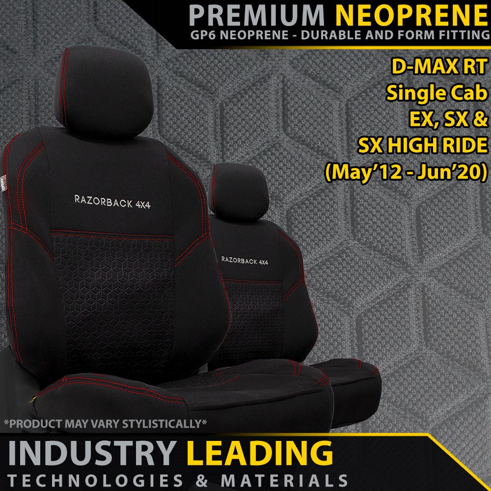 Isuzu D-MAX RT Single Cab GP6 Premium Neoprene 2x Front Row Seat Covers