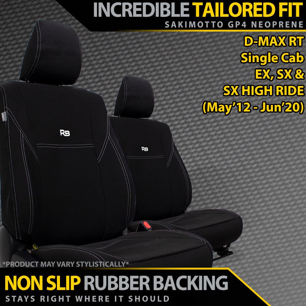 Isuzu D-MAX RT Single Cab GP4 Neoprene 2x Front Row Seat Covers (Made to Order)
