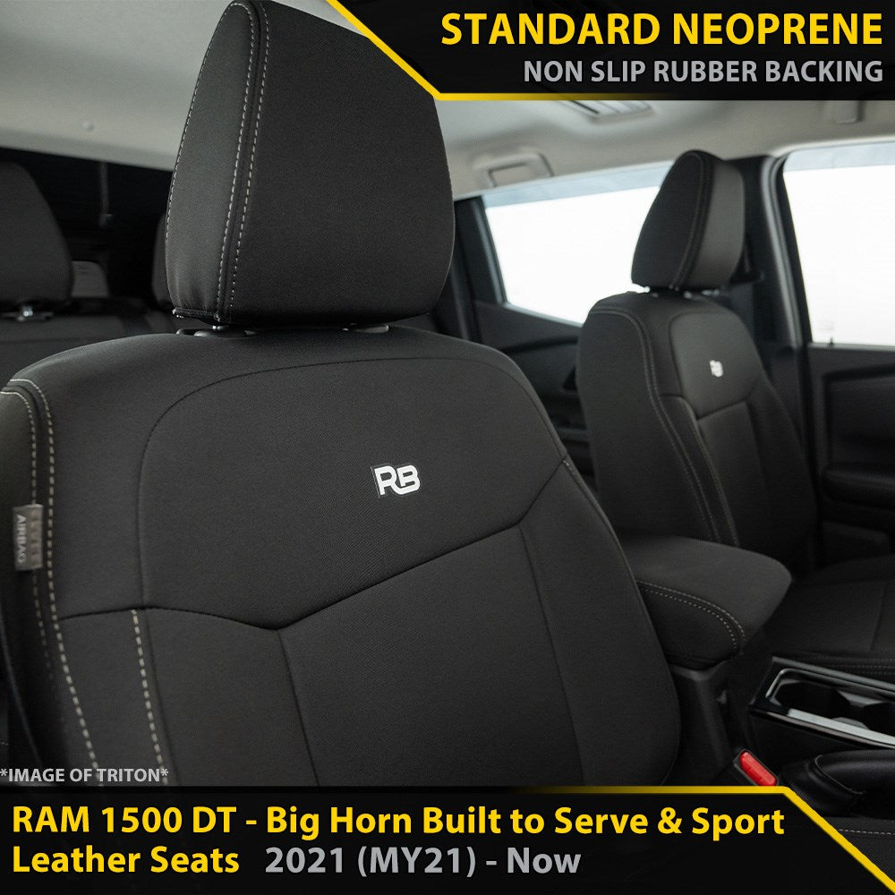 Dodge Ram 1500 DT Big Horn Built to Serve & Sport Post-Facelift GP4 Neoprene 2x Front Seat Covers