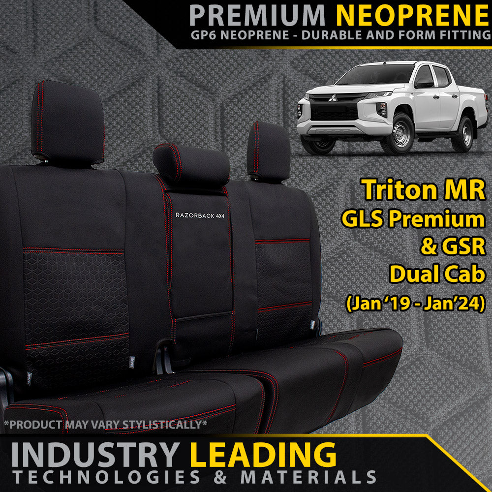 Mitsubishi Triton MR (Leather Seats) Premium Neoprene Rear Row Seat Covers