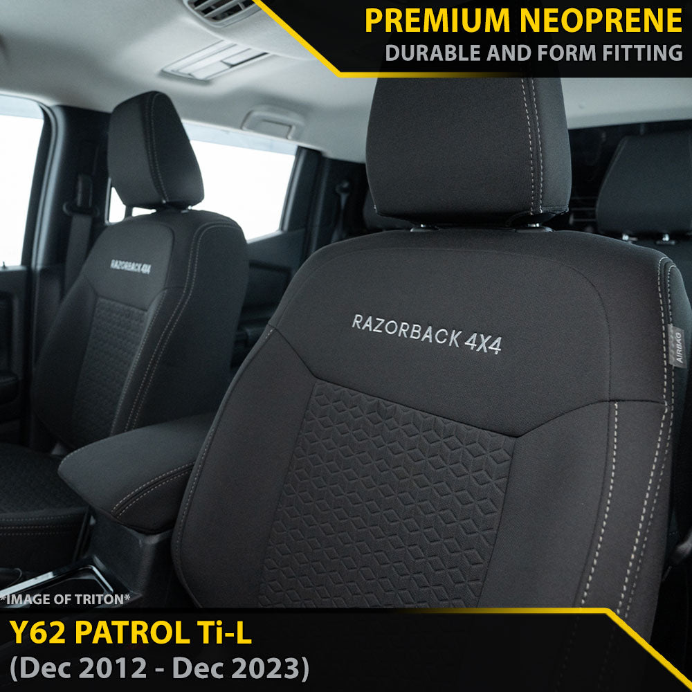 Nissan Patrol Y62 Ti-L With Headrest Screen GP6 Premium Neoprene 2x Front Seat Covers