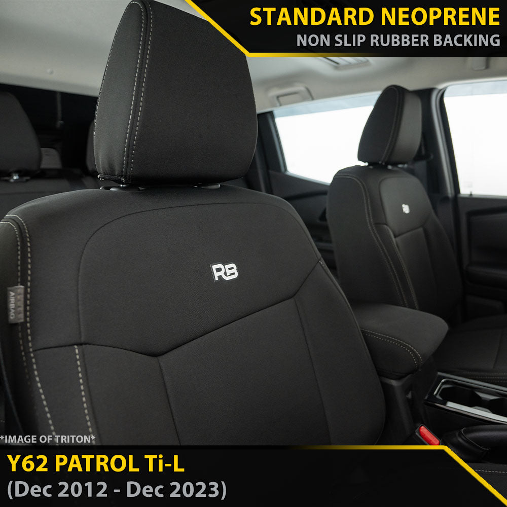 Nissan Patrol Y62 Ti-L With Headrest Screen GP4 Neoprene 2x Front Row Seat Covers (Made to Order)