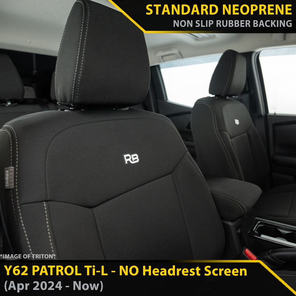 Nissan Patrol Y62 Ti-L (MY24 - No Headrest Screen) GP4 Neoprene 2x Front Seat Covers