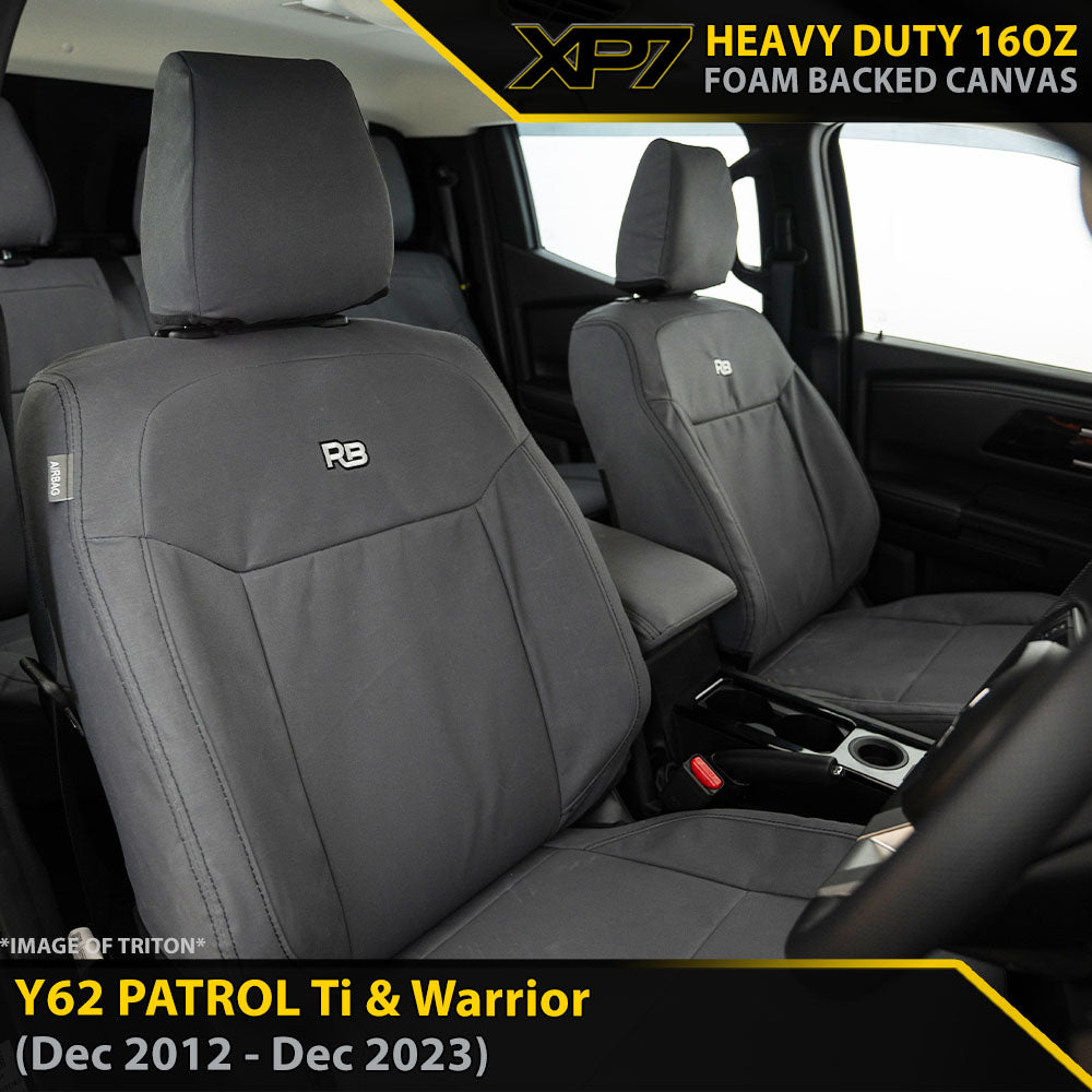 Nissan Y62 Patrol Ti & Warrior XP7 Heavy Duty Canvas 2x Front Row Seat Covers