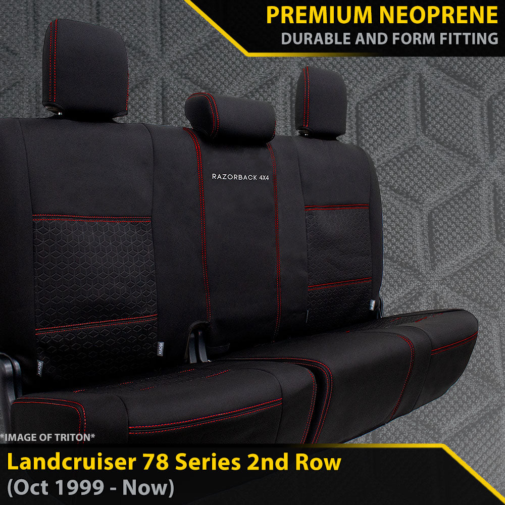 Razorback 4x4 GP6 Premium Neoprene Rear Row Seat Covers suitable for a Toyota Landcruiser 78 Series (Made to Order)