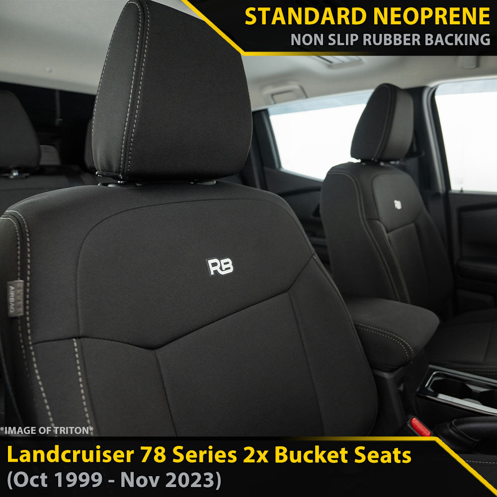 Razorback 4x4 GP4 Standard Neoprene 2x Front Seat Covers suitable for a Toyota Landcruiser 78 Series (Made to Order)