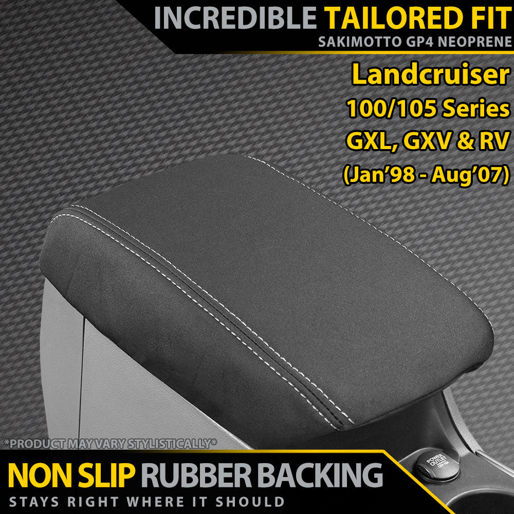 Razorback 4x4 GP4 Standard Neoprene Console Lid Cover suitable for a Toyota Landcruiser 100/105 Series GXL, GXV & RV