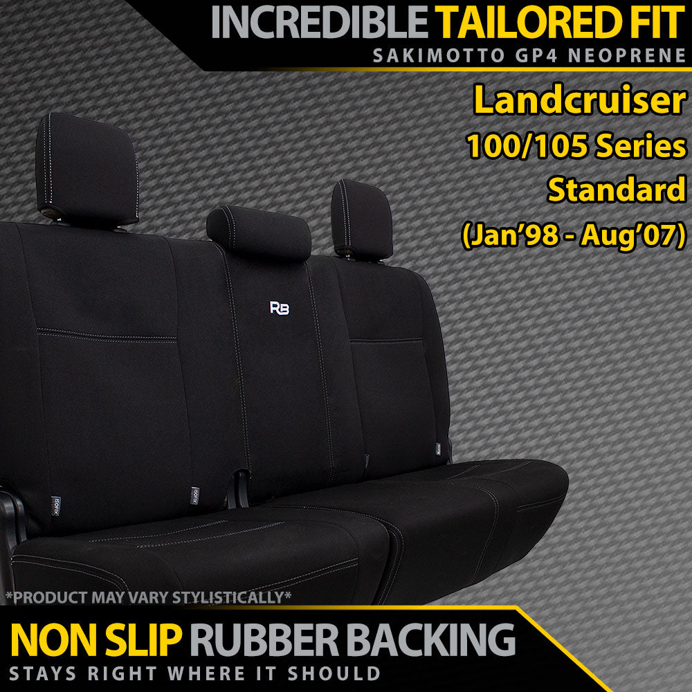 Razorback 4x4 GP4 Standard Neoprene Rear Row Seat Covers suitable for a Toyota Landcruiser 100/105 Series (In Stock)