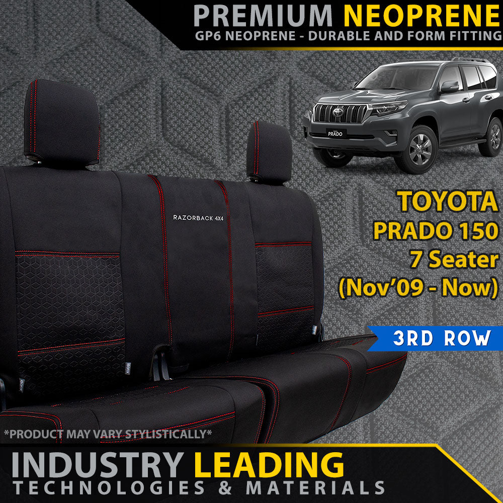 Razorback 4x4 GP6 Premium Neoprene 3rd Row Seat Covers suitable for a Toyota Prado 150 7 Seater