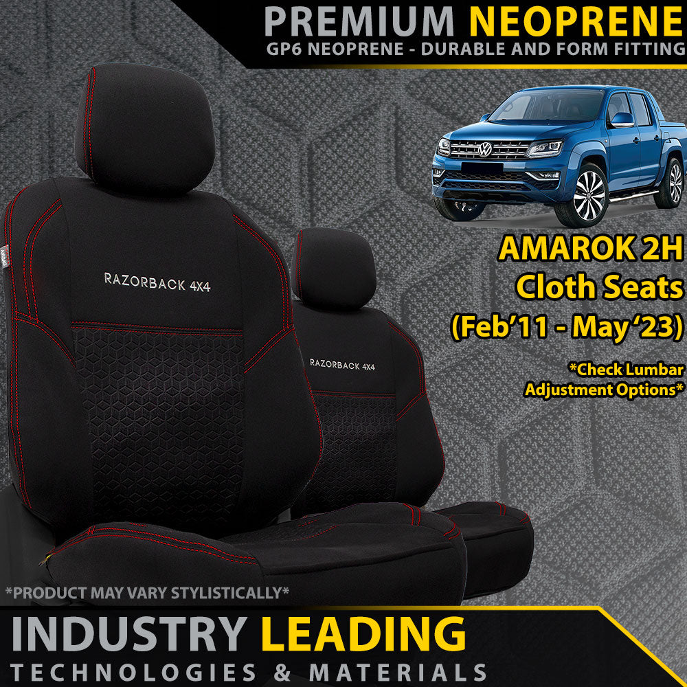 Volkswagen Amarok 2h (Cloth Seats) Premium Neoprene 2x Front Seat Covers (Made to Order)