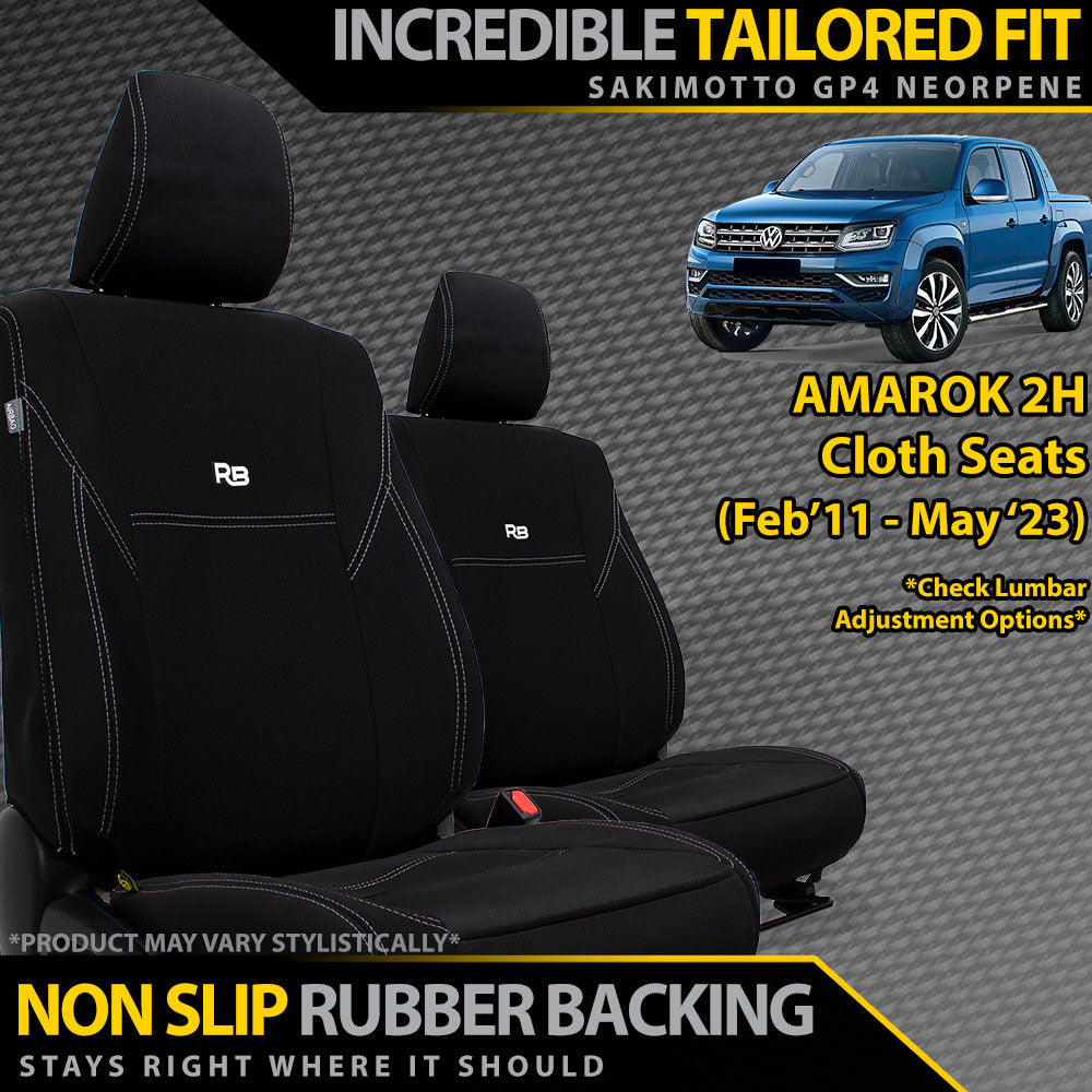 Volkswagen Amarok 2H (Cloth Seats) Neoprene 2x Front Seat Covers (Made to Order)
