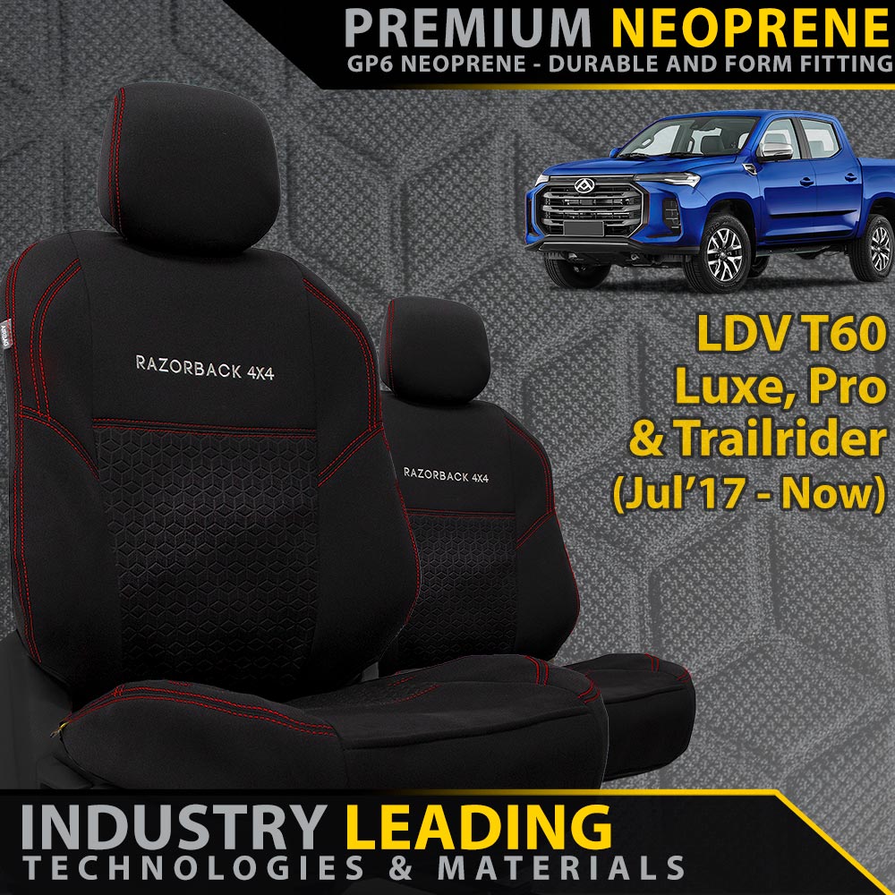 LDV T60 Premium Neoprene 2x Front Row Seat Covers
