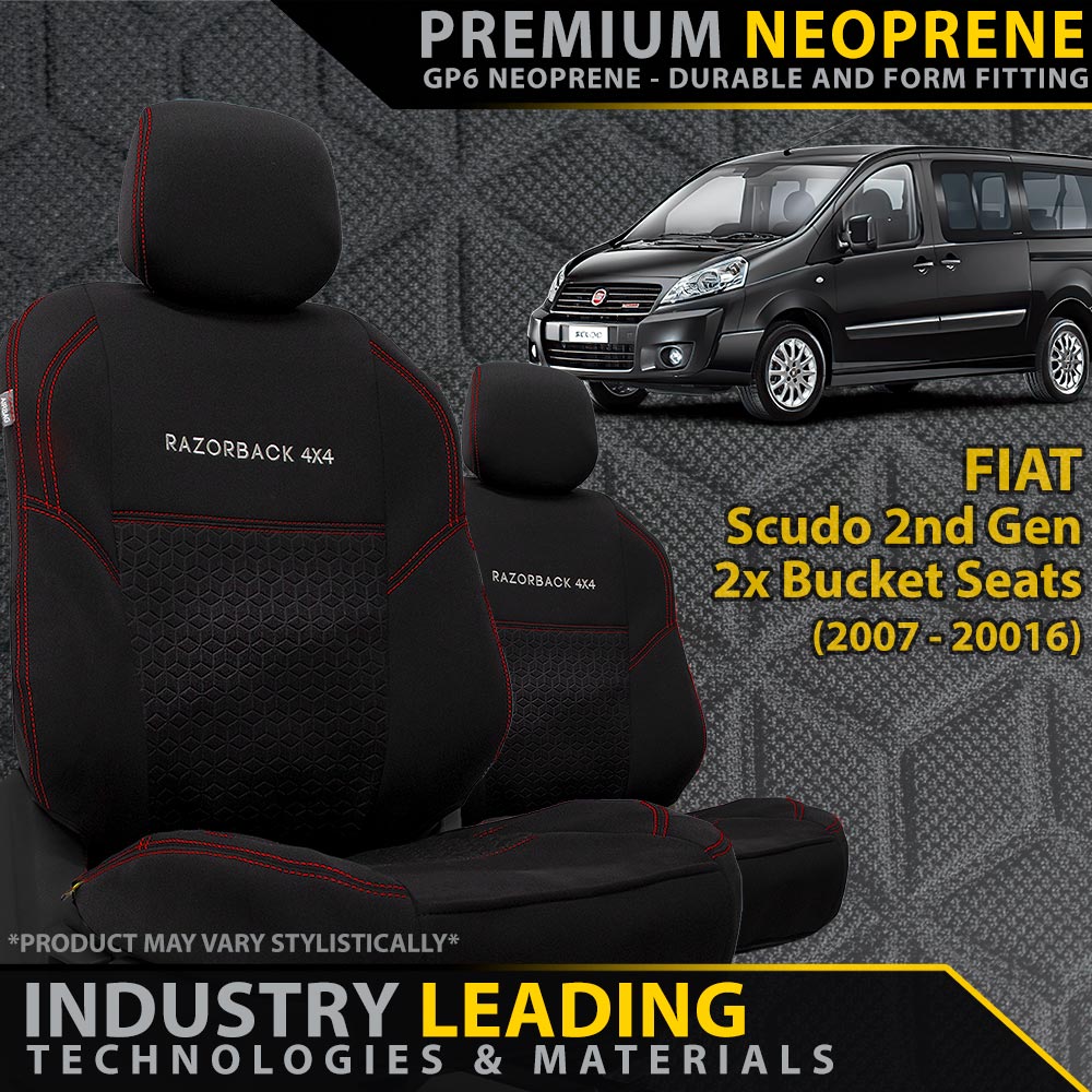 Fiat Scudo 2nd Gen Premium Neoprene 2x Front Seat Covers