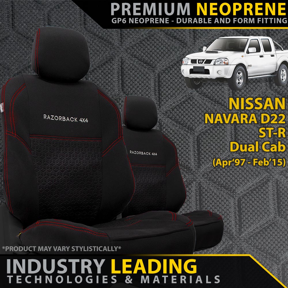Nissan Navara D22 ST-R Premium Neoprene 2x Front Seat Covers