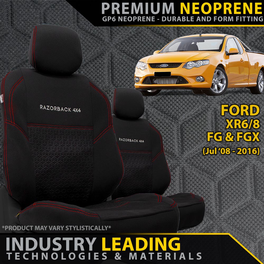 Ford Falcon XR6/8 FG & FGX Premium Neoprene 2x Front Seat Covers