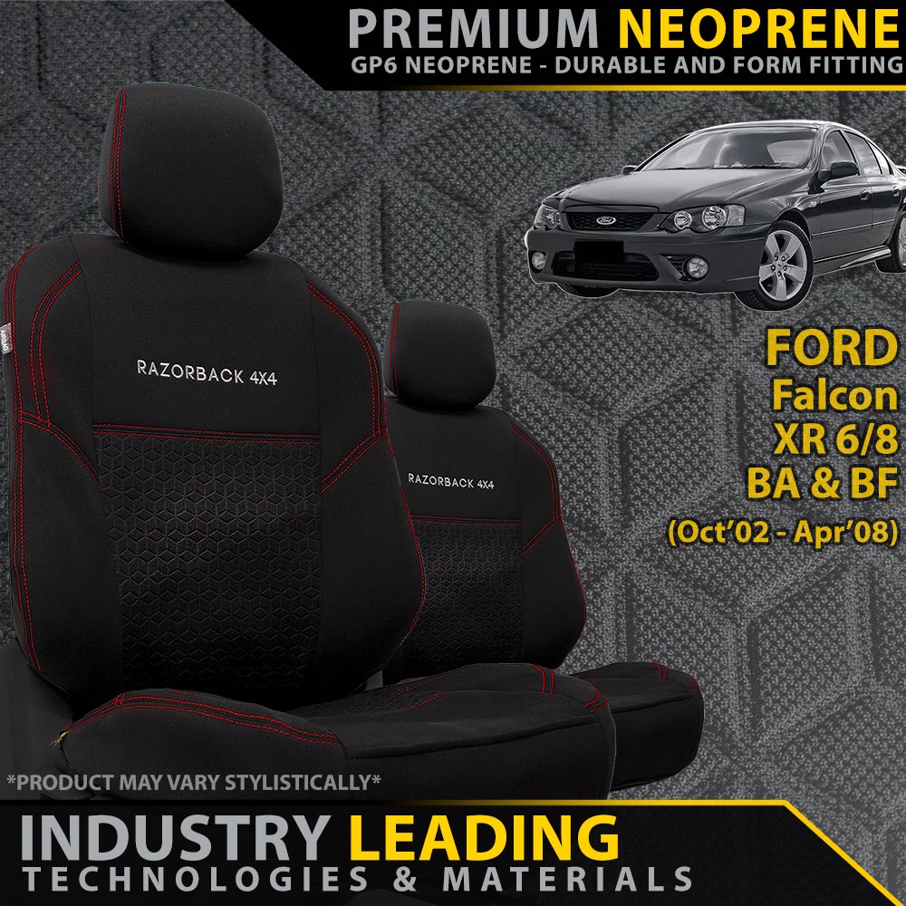 Ford Falcon XR6/8 BA & BF Premium Neoprene 2x Front Seat Covers