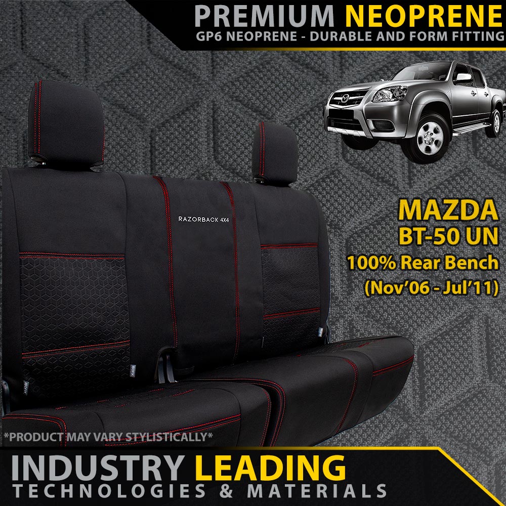 Mazda BT-50 UN Premium Neoprene 100% Rear Bench Seat Covers