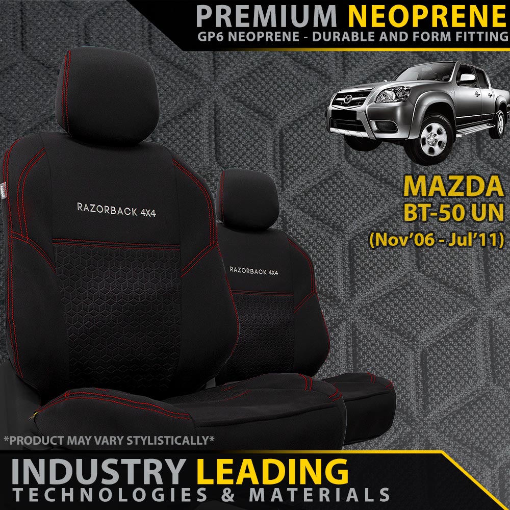 Mazda BT-50 UN Premium Neoprene 2x Front Seat Covers