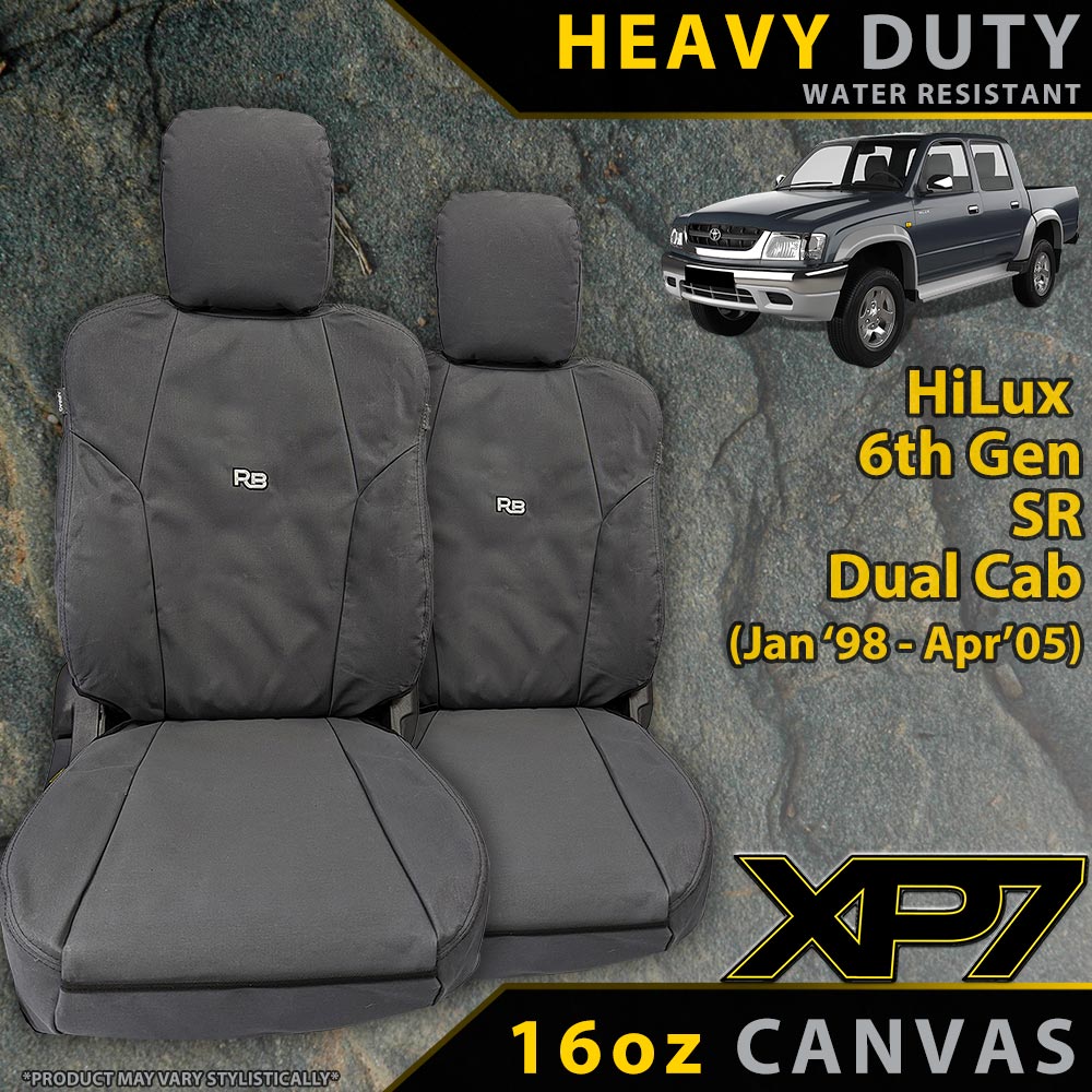 Toyota Hilux 6th Gen Heavy Duty XP7 Canvas 2x Front Seat Covers (Made to Order)