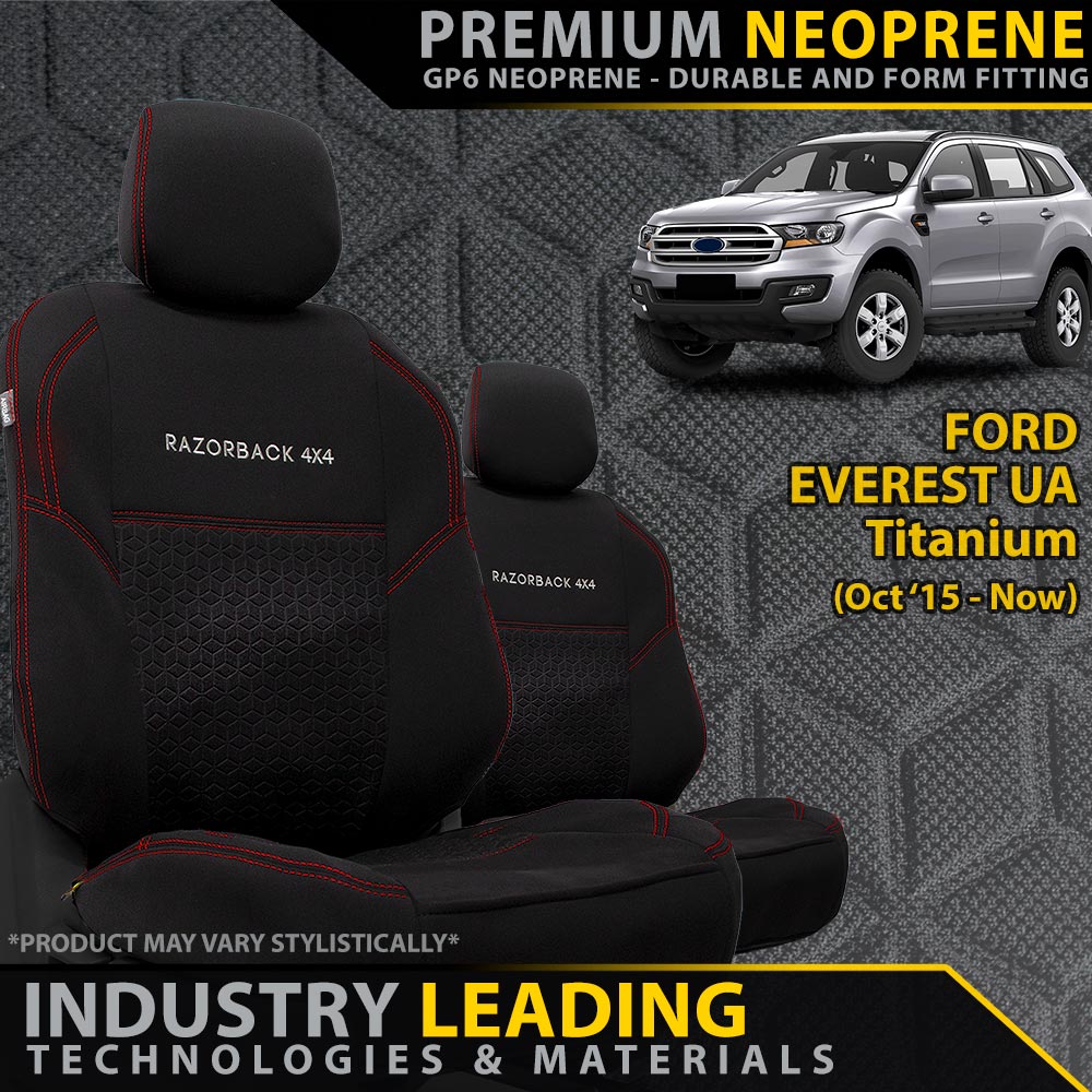 Ford Everest UA Titanium Premium Neoprene 2x Front Row Seat Covers