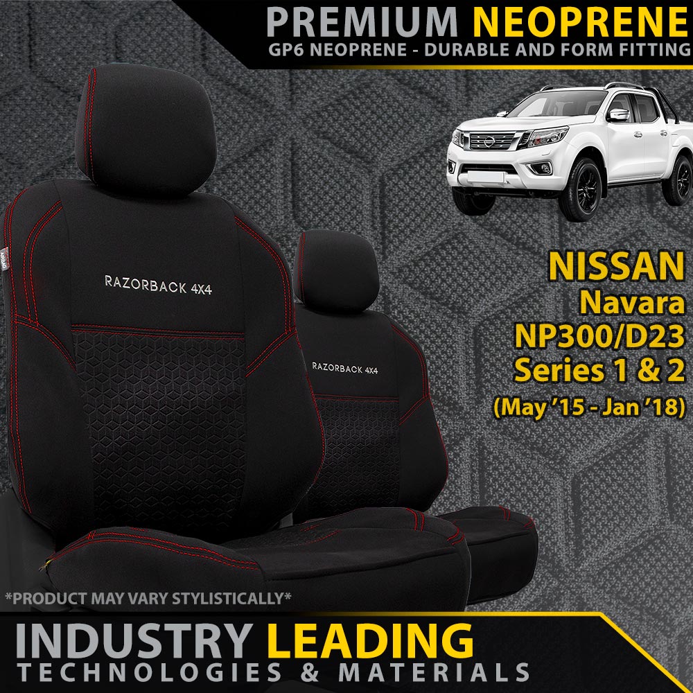 Nissan Navara NP300 Series 1 & 2 Premium Neoprene 2x Front Seat Covers
