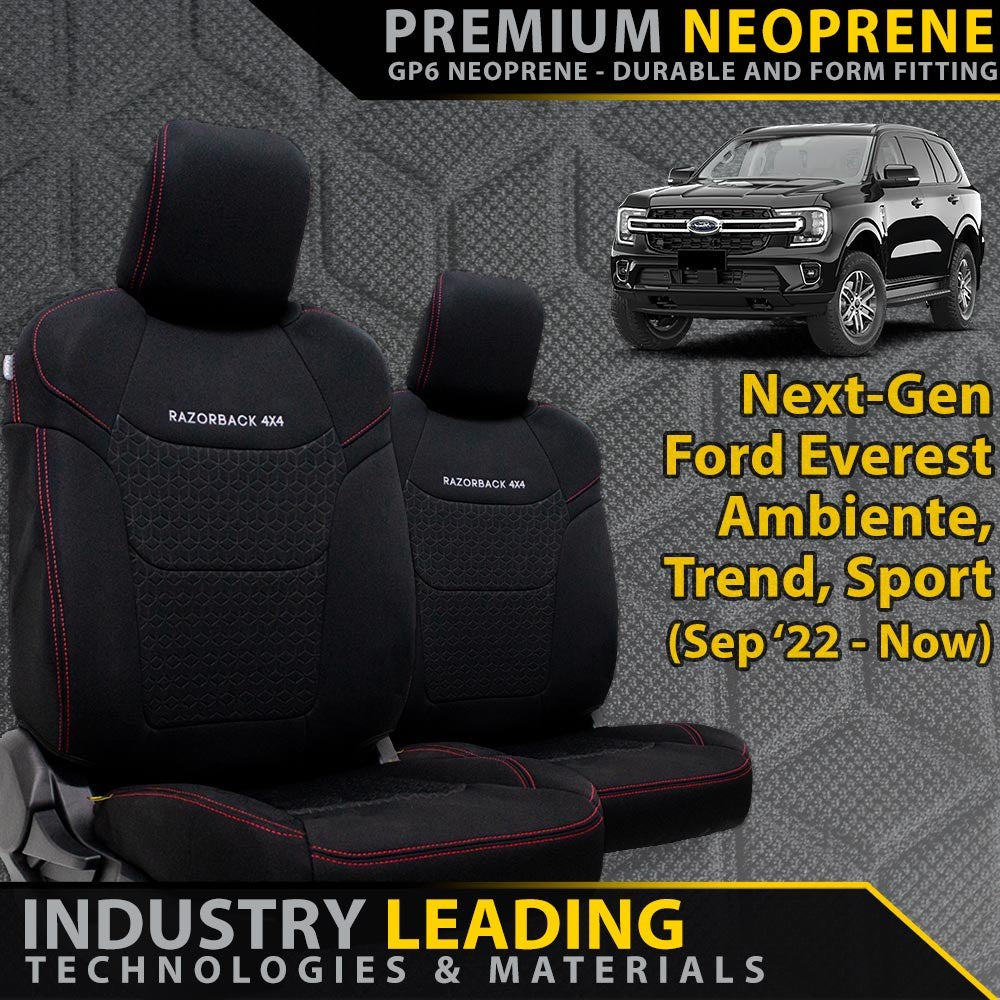Ford Next-Gen Everest Ambiente, Trend & Sport Premium Neoprene 2x Front Row Seat Covers