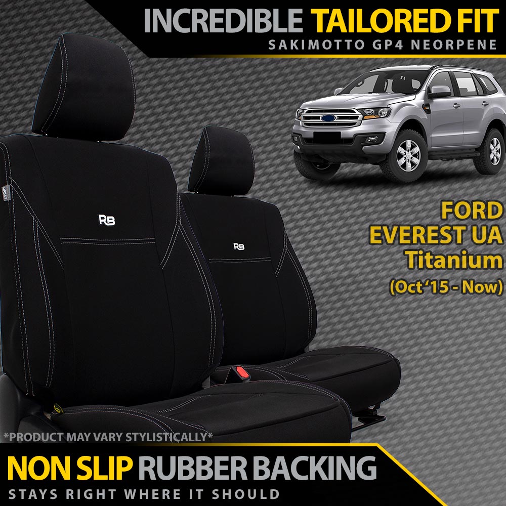 Ford Everest UA Titanium Neoprene 2x Front Row Seat Covers