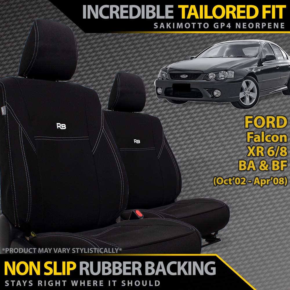 Ford Falcon XR6/8 BA & BF Neoprene 2x Front Seat Covers (In Stock)