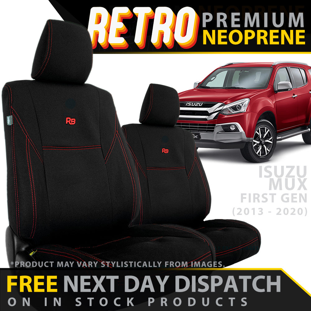 Isuzu MU-X UC Retro Premium Neoprene 2x Front Seat Covers (In Stock)